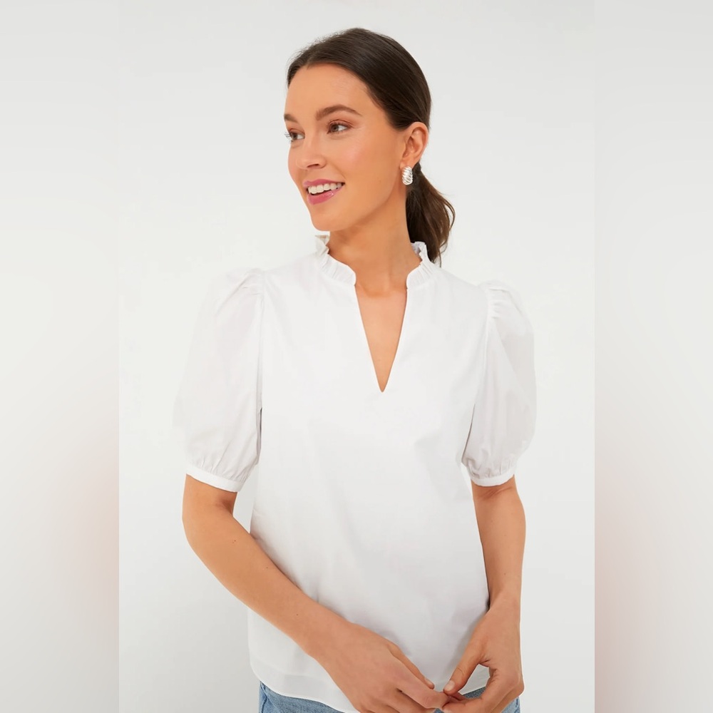 HYACINTH HOUSE White Ruffle Leigh Blouse